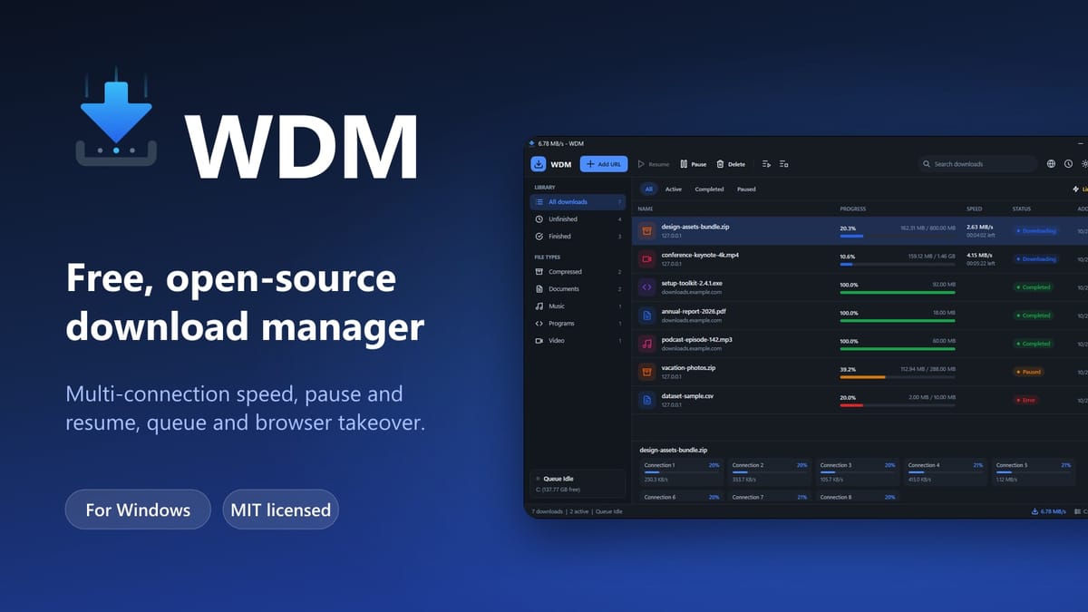WDM — Free Open-Source Download Manager for Windows