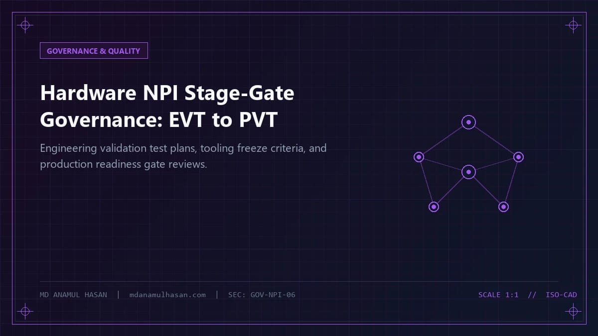 Hardware NPI Stage-Gate Governance: EVT, DVT, PVT Readiness Verification