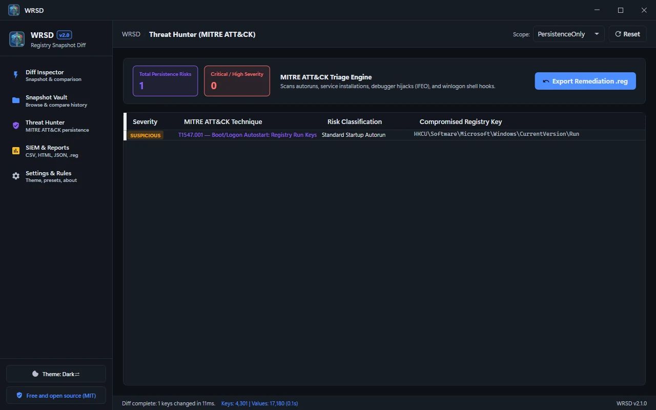 Threat Hunter maps autorun and persistence changes to MITRE ATT&CK