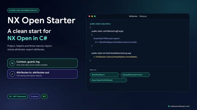 NX Open C# Starter Boilerplate & Macro Toolkit
