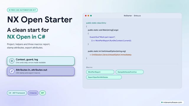 NX Open C# Starter Boilerplate & Macro Toolkit